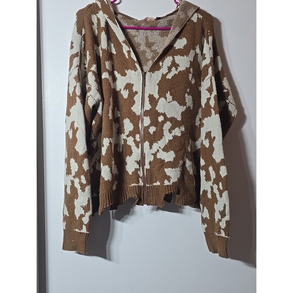 Cow Print Hooded Sweater Willow & Root Size M - Picture 1 of 5